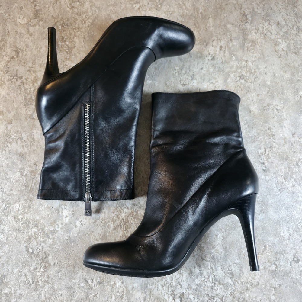 Coach Bethie Ankle Bootie Stiletto Zip Size 10 B Smooth Nappa Black Leather - Picture 4 of 11